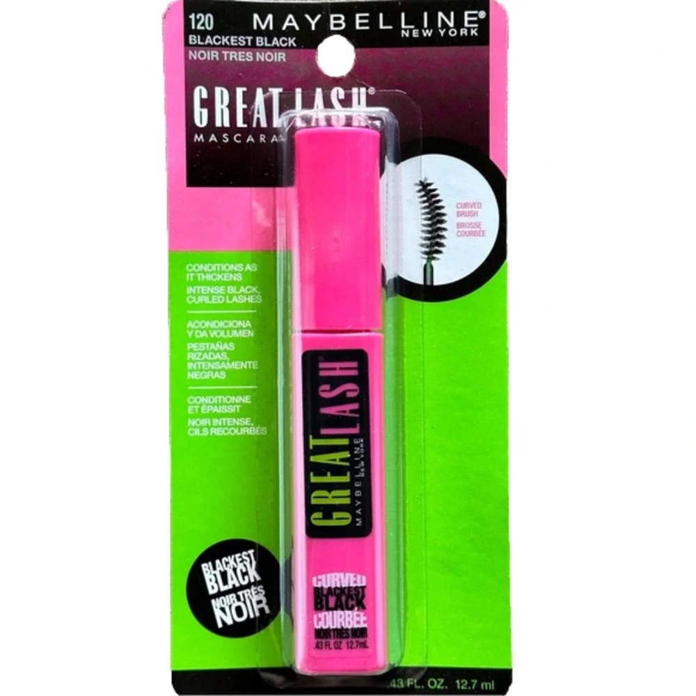 New 3 Maybelline‎ Great Lash Mascara 120 Blackest Black